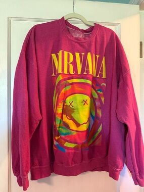 Urban Outfitters Pink Nirvana Graphic Sweatshirt